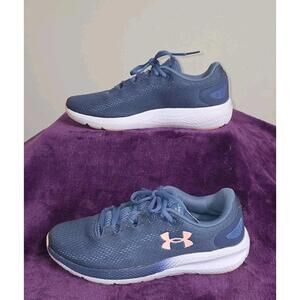 Women's Blue & Peach Under Armour Charged Pursuit 2 Tennis Shoes Size 8